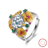 wholesale S925 Sterling Silver Cloud-Pull Jewelry Oval Zircon Wedding Ring, Luxury Extra Sparkling Zircon Rings-White gold, 6.74g Adjustable opening