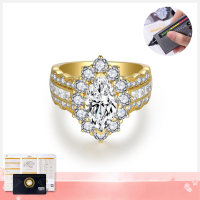 wholesale 18k Gold Plated Silver 6*12mm Marquise 2-Carat Full Moissanite Ring for Women-Horse eye 6*12mm US size 9