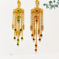 wholesale S925 Gold-Plated Red and Green Tassel Fringe Accessory Bracelet Necklace Charms DIY Handcraft Spacer Bead Semi-Finished Products-0-2