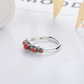 wholesale S925 Silver Cloud Tide Pavilion Vintage Style Antique Finished Southern Red Agate Stone Light Luxury Court Fashion Classical Openable Ring-0-2