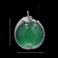 wholesale Metal material: 925 silver gold-plated Pendant with high-carbon diamond Muzo green natural chalcedony, new Chinese-style jewelry for women-0-1
