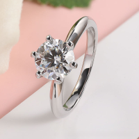wholesale 18K Gold Plated S925 Sterling Silver 15ct D Color Moissanite Ring for Women T Classic Six-Prong Wedding Ring Wholesale-1.0 carat US size 6 (Hong Kong size 13)