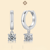 wholesale 925 Silver Fashionable Raindrop Ear Stud Earrings, Cross-border Live Streaming Hot-selling Moissanite Long Drop Earrings with a High-end Feel-Moissanite 50 points*2