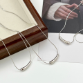 wholesale S925 Sterling Silver Solid Little Eggplant Silver Tube Necklace for Women, Xiaohongshu Viral High-End Niche Collarbone Chain-0-2