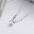wholesale S925 sterling silver small square piecework sphere wish-fulfilling necklace fashionable versatile daily wear women's collarbone chain-0-1