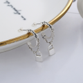 wholesale S925 Sterling Silver Ins-style Creative Padlock Pendant Chain Earrings Small Design C-Hoop Earrings for Women-0-1