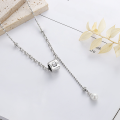 wholesale S925 Sterling Silver Spliced Rolling Bead Letter Fringe Pearl Necklace Ins Korean Japanese Style Collarbone Chain-0-2