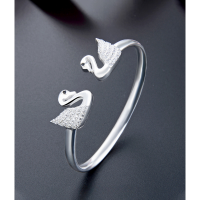 wholesale 990 Sterling Silver Rhinestone Swan Bracelet European and American Zircon Personality Open Bangle Women's Fashion Jewelry Cross-Border Supply-001952 - Approximately 22g 990 fine silver