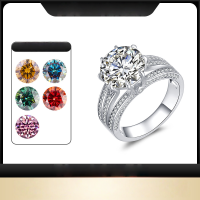 wholesale S925 Sterling Silver 5ct Moissanite Women's Ring 5 Carat High-End Craftsmanship Edition Moissanite New Moon Pupil Ring Wholesale-5 carat white diamond (Moissanite + GRA certificate + black card + waist size) US size 8