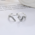 wholesale S925 Silver Retro Vintage Zodiac Snake Coiled Texture Individualistic Cool Style Creative Adjustable Ring-0-1