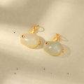 wholesale Gold-plated 925 ancient silver fittings inlaid with Hetian jade rabbit and butterfly drop handmade DIY jewelry accessories-0-11