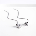wholesale S925 Sterling Silver Geometric Cube Earrings, Ear Threads, Korean-style Trendy Rubik's Earrings, Women's Elegant Minimalist Jewelry-0-2