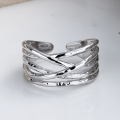 wholesale S925 Sterling Silver Irregular European and American Style Multi-Layer Twisted Open-End Ring Ins Minimalist Wind Ring for Women-0-1