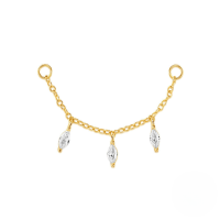 wholesale S925 Sterling Silver Versatile Shining Marquise Zircon Pendant Earrings For Women, Long Chain Cartilage Piercing Ear Accessories-Single gold #3