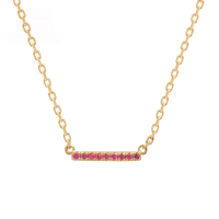 wholesale Metal material first, Yili Jewelry Japanese retro minimalist style straight line design ruby necklace, jewelry source manufacturer wholesale-Medium Ruby Necklace 10k