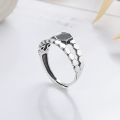 wholesale S925 Sterling Silver European and American Black Drip Glue Personalized Temperament Fashion OL Versatile Niche Trend Open Ring-0-0