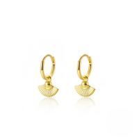 wholesale S925 Sterling Silver Ins Fan-shaped Ear Clasp Earrings, Cross-border Trendy, Minimalist Style, Popular European And American Ear Accessories-Gold glossy