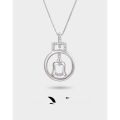 wholesale S925 Silver Cross-Border Retro Minimalist Style Necklace, Japanese and Korean Fashion Zircon Pendant, Faux Bell Choker for Women-0-0