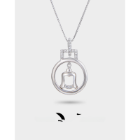 wholesale S925 Silver Cross-Border Retro Minimalist Style Necklace, Japanese and Korean Fashion Zircon Pendant, Faux Bell Choker for Women-Single Pendant - Without Chain 925 Silver