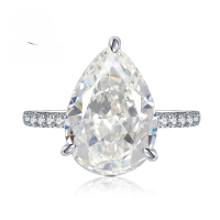 wholesale Sterling Silver 10*14mm Pear Shaped Teardrop Women's Ring, a bestseller for MuJing Jewelry on cross-border platforms like AliExpress and independent sites-R686 White G Diamond No. 5