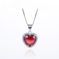wholesale S925 Silver Korean Style Ethereal Pendant with Romantic Heart-Shaped Diamond-Cut Red Corral Necklace-0-1