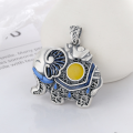 wholesale S990 Sterling Silver National Tide Heavy Craft Exotic Enamel Glaze Auspicious Elephant Shape DIY Accessory Pendant-0-2