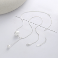 wholesale S925 Sterling Silver Snake Bone Chain Brushed Bead Fringe Necklace, Wish-Granting Internet-Famous Style Light Luxury Versatile Pendant-0-3