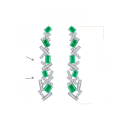 wholesale Gold Plated 925 Silver Graff-Style Irregular Synthetic Emerald Stud Earrings for Women-0-5