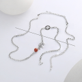 wholesale S925 Sterling Silver Korean-style Minimalist Fresh and Simple Forest-themed Wheat Ear Design with Red Accent Necklace-0-2