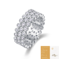 wholesale S925 Silver European and American Popular Women's Ring, Non-Tarnishing, Light Luxury, High-End, Cross-Border Live Streaming Hot-Selling Moissanite Full Eternity Ring-0-6