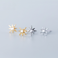 wholesale S925 Sterling Silver Small Fresh Inlaid Diamond Sparkling Sweet and Dainty Star Cute Ear Accessories G1405-S925 silver pair silver model 925 silver