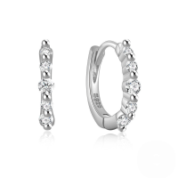 wholesale S925 Sterling Silver Single Row Large And Small Inlaid Zircon Hoop Earrings, Ins Style, Popular Among European And American Trendsetters, Hot Selling On Aliexpress-Platinum 925 silver