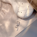 wholesale Silver S999 Maker's Minimalist Ribbon Knot Pendant Necklace, Small and Fresh, Niche Design, High-End Collarbone Chain-0-3