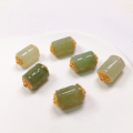 wholesale S925 Gold-Plated Natural Hetian Jade Barrel Bead Spacer Bead Ruyi Lock Pendant Bracelet Necklace String Accessory DIY Semi-Finished Product-0-1