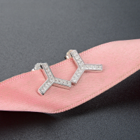 wholesale S925 Sterling Silver Y-shaped Letter Diamond-Studded Earrings, Minimalist Unisex Fashion-Forward Versatile Cross-Border Silver Jewelry-S925 Silver Earrings-with Plastic Earplugs>925 Silver