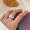 wholesale S925 Sterling Silver Irregular Wrapped Ring for Women, Minimalist and Versatile Small Design Stacking Band-0-3