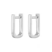 wholesale S925 Sterling Silver U-shaped Smooth Hoop Ear Clasps, A Trendy Cross-border Hot-seller For Fashionistas With An Ins Style-Platinum