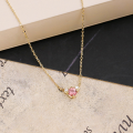 wholesale 9k Gold Pink Tourmaline Necklace, Yili Jewelry Summer New Collection, Small Batch Fresh and Cute Style Forest Theme-0-1