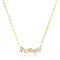 wholesale S925 Sterling Silver Opal Heart Zircon Accent Versatile Necklace Earring Set-Gold-Necklace 925 Silver