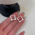 wholesale S925 Sterling Silver Minimalist Square Ear Clasp for Women, Korean High-end New Edition, Aloof Style, High-end Earrings-0-4