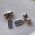 wholesale Metal Material 999 Sterling Silver Bamboo Joint with Coin, Peace and Blessings Character Through-Hole Pendant Dangle Bead, DIY Vermilion Bead Bracelet String Accessories-0-10