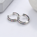 wholesale 925 Sterling Silver Inlaid with Colorful Rainbow Zirconia Full Diamond Ear Clips, Creative Japanese and Korean Design, Luxurious Style Earrings-0-1