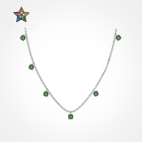 wholesale S925 Sterling Silver Light Luxury Series Women's Round Zircon Starry Sky Design Small Ins Style Choker Necklace-Platinum Green DY190829-SW-GN 925 Silver
