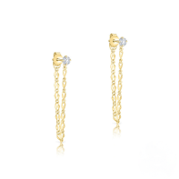 wholesale S925 Sterling Silver Tassel Mini Star Earrings With Inlaid Crystals, Perfect For Office Wear-Gold#5 925 silver