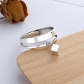 wholesale S925 Sterling Silver Geometric Hollow Minimalist Unisex Wide Square Open Ring in Japanese and Korean Trendy Style-0-1