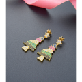 wholesale 925 Sterling Silver Rainbow Christmas Tree Earrings for Women, Long DropIns Style Christmas Silver Earrings for Cross-Border E-Commerce Supply-0-0