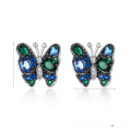 wholesale S925 Sterling Silver Cross-Border Hot Purchase European and American Cute Diamond-Inlaid Dynamic Butterfly Earrings Luxury High-End Earrings-0-4