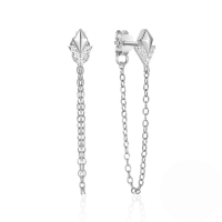 wholesale 92 Sterling Silver Star-shaped Tassel Chain Zircon Earrings, Elegant, Versatile, And Uniquely Designed-Platinum 925 silver