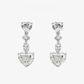 wholesale Silver, 5-carat white G-color high-carbon diamond earrings set with a 10*12 heart, exquisitely elegant for women-0-0