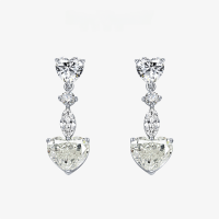 wholesale Silver, 5-carat white G-color high-carbon diamond earrings set with a 10*12 heart, exquisitely elegant for women-Yellow【E-1674】 Main Stone 10*12